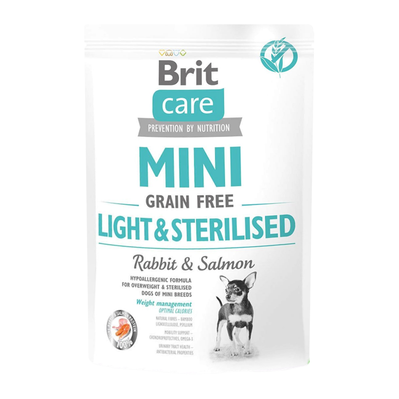 Сухой Корм для Собак Cтерилизованных Brit Care Grain-Free Mini Кролик и Лосось 400g - Retromagaz