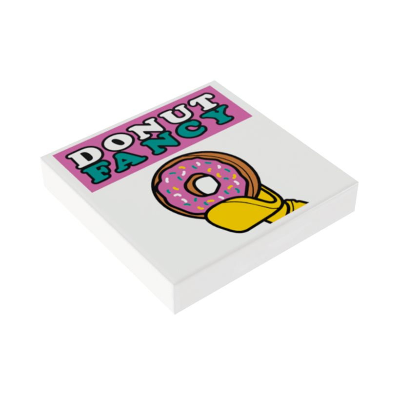 Плитка Lego Декоративна Groove with 'DONUT FANCY' and Doughnut 2 x 2 3068bpb0842 88409pb0842 6066136 White Б/У - Retromagaz