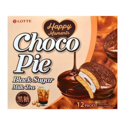 Тістечка Lotte Чокопай Чайний Black Sugar Milk Tea (12 Тістечок) 336g - Retromagaz