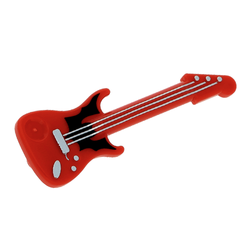 Мистецтво Lego Guitar Electric with Silver Strings and Black Bat Pattern 11640pb03 6122116 Red Б/У - Retromagaz