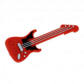 Искусство Lego Guitar Electric with Silver Strings and Black Bat Pattern 11640pb03 6122116 Red Б/У