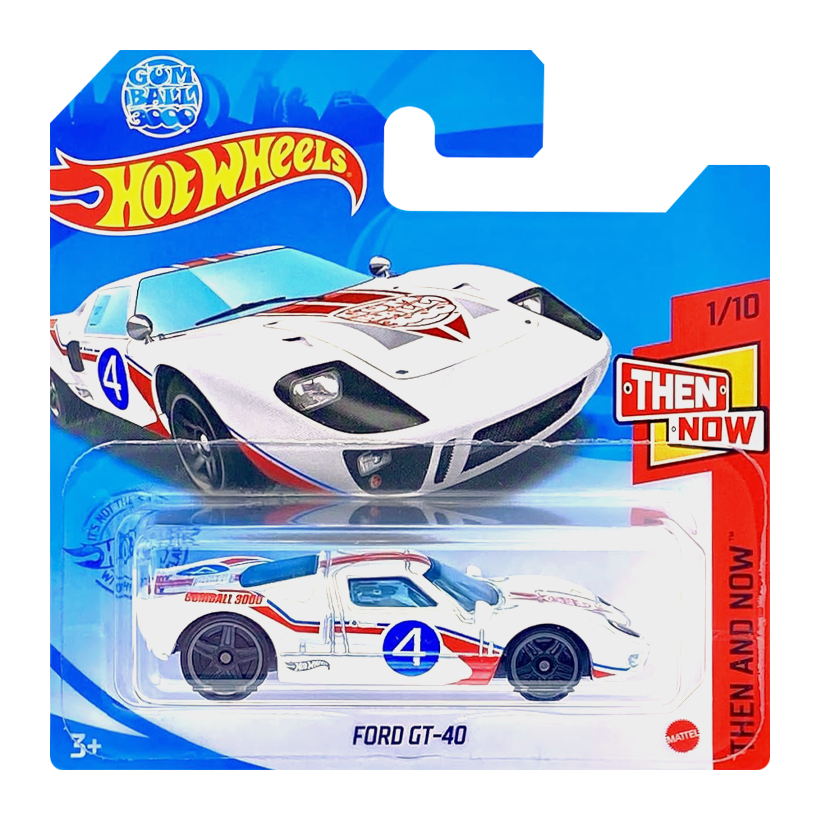 Машинка Базовая Hot Wheels Ford GT-40 Gumball 3000 Then and Now 1:64 GTB33 White - Retromagaz