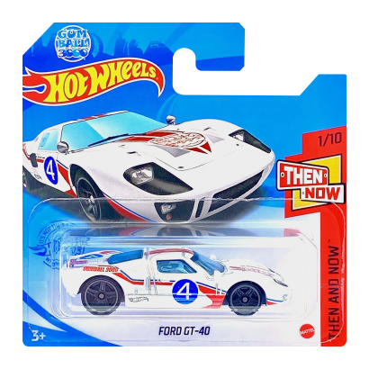 Машинка Базова Hot Wheels Ford GT-40 Gumball 3000 Then and Now 1:64 GTB33 White - Retromagaz