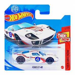 Машинка Базовая Hot Wheels Ford GT-40 Gumball 3000 Then and Now 1:64 GTB33 White