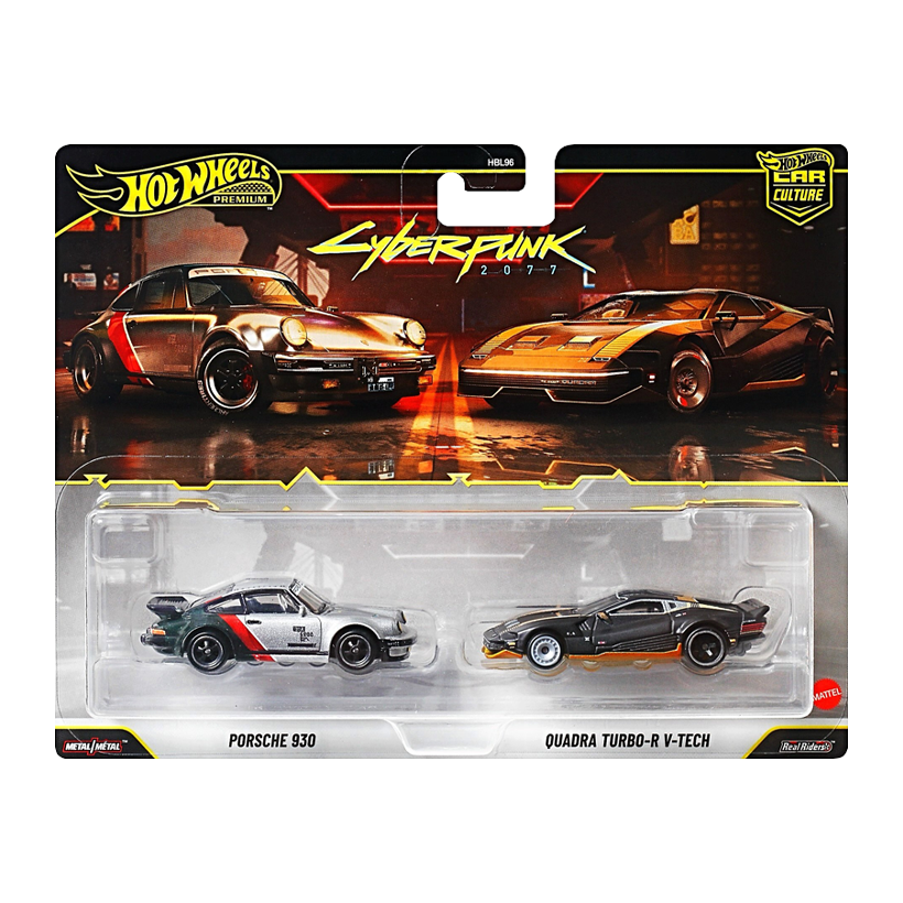Машинка Premium 2шт Hot Wheels Porsche 911 Turbo (930) / Quadra Turbo-R V-Tech 2-Packs 1:64 JHW53 Grey - Retromagaz