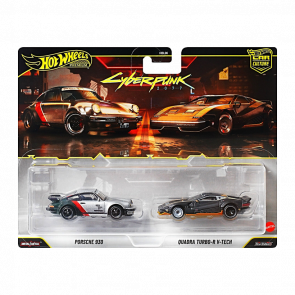 Машинка Premium 2шт Hot Wheels Porsche 911 Turbo (930) / Quadra Turbo-R V-Tech 2-Packs 1:64 JHW53 Grey - Retromagaz