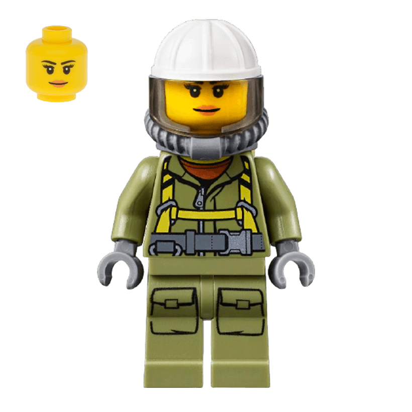 Фігурка Lego Volcano Explorers 973pb2453 Female Worker Suit with Harness City cty0681 Б/У - Retromagaz
