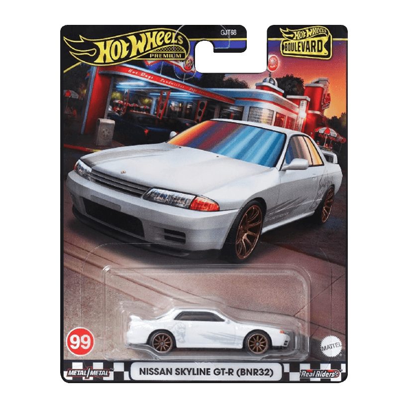 Машинка Premium Hot Wheels Nissan Skyline GT-R (BNR32) Boulevard 1:64 HRT74 White - Retromagaz