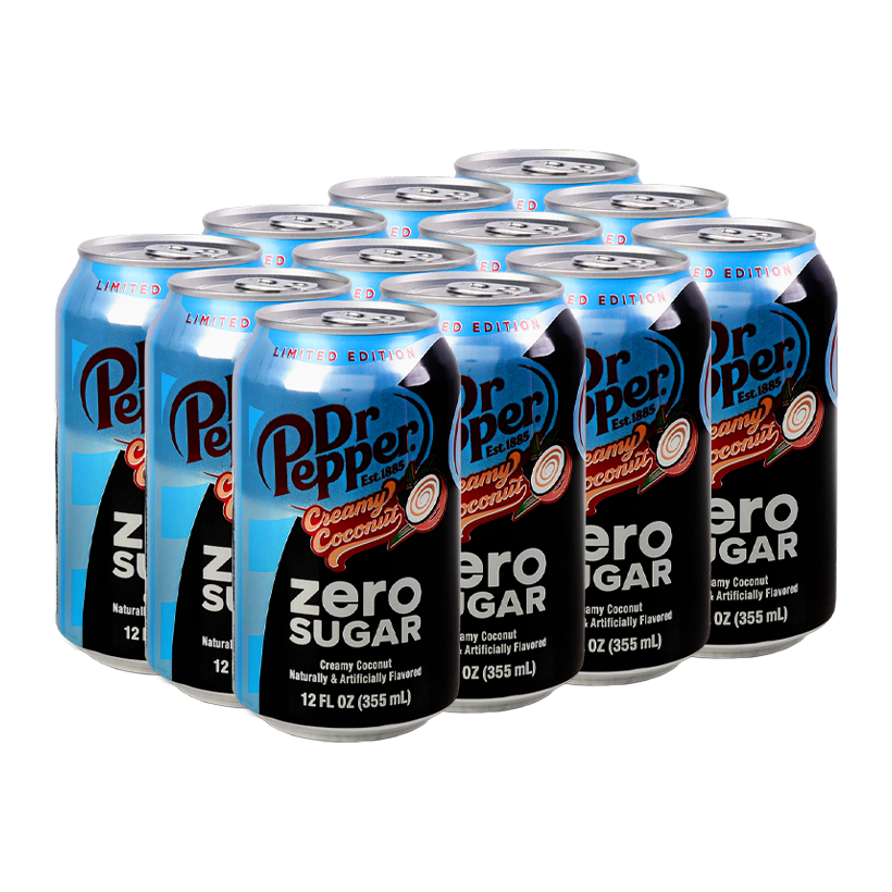 Набір Напій Dr Pepper 12шт Creamy Coconut Limited Edition Zero Sugar 355ml - Retromagaz