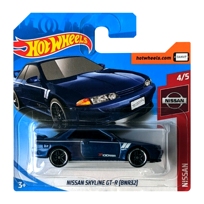 Машинка Базовая Hot Wheels Skyline GT-R (BNR32) Yokohama Nissan 1:64 FYB74 Metallic Blue - Retromagaz