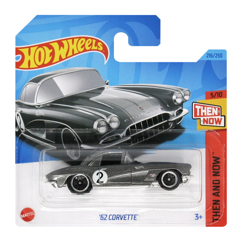 Машинка Базовая Hot Wheels '62 Corvette Then and Now 1:64 HKJ42 Grey - Retromagaz