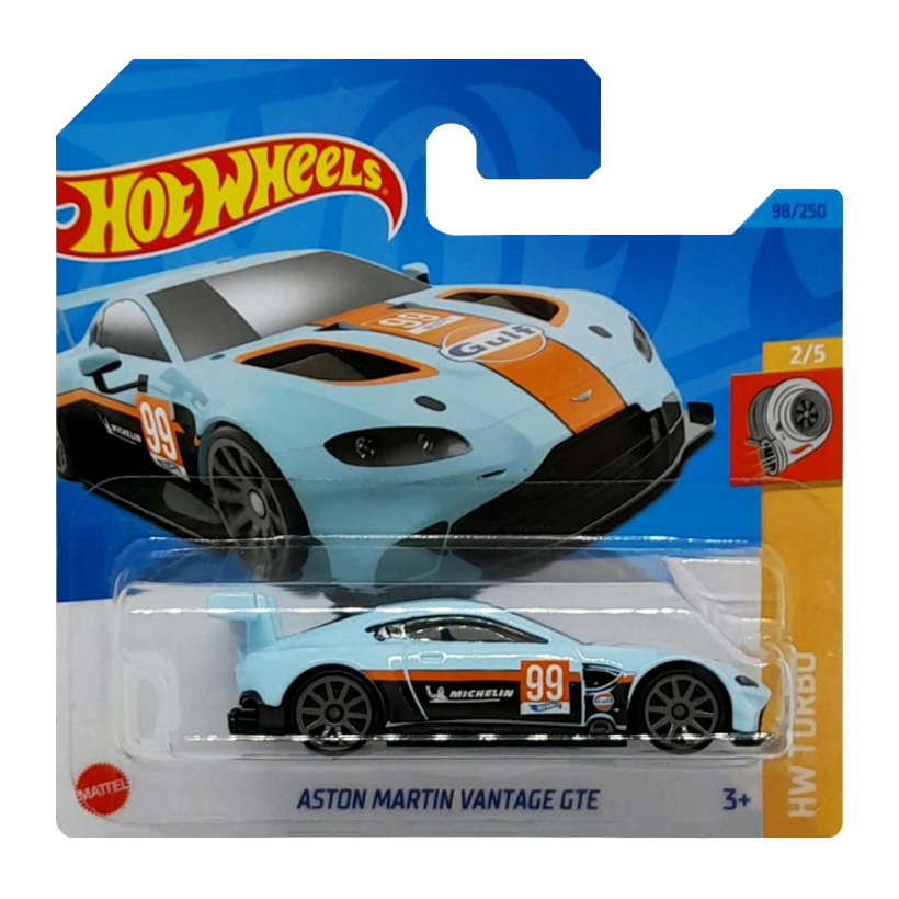 Машинка Базовая Hot Wheels Aston Martin Vantage GTE Gulf Turbo 1:64 HKJ37 Light Blue - Retromagaz