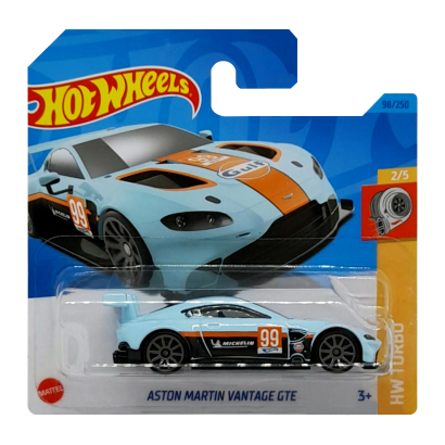 Машинка Базова Hot Wheels Aston Martin Vantage GTE Gulf Turbo 1:64 HKJ37 Light Blue - Retromagaz