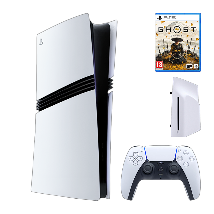 Набір Консоль Sony PlayStation 5 Pro 2TB White Новий  + Дисковод Slim Disc Drive + Гра Ghost of Yotei Російська Озвучка - Retromagaz