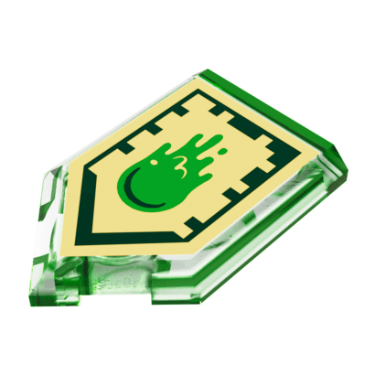 Плитка Lego Pentagonal Nexo Power Shield Pattern Slime Blast Модифікована Декоративна 2 x 3 22385pb034 6132662 Trans-Bright Green 4шт Б/У - Retromagaz