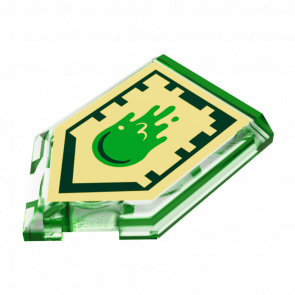 Плитка Lego Модифікована Декоративна Pentagonal Nexo Power Shield Pattern Slime Blast 2 x 3 22385pb034 6132662 Trans-Bright Green 4шт Б/У - Retromagaz