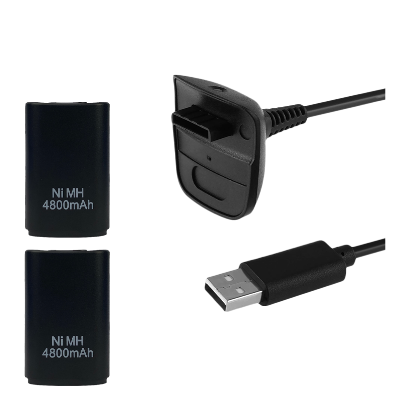 Акумулятор RMC Xbox 360 2шт Charging Kit 3 in 1 + Кабель USB Black Новий - Retromagaz