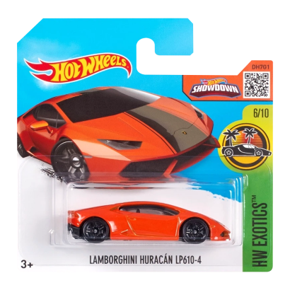 Машинка Базовая Hot Wheels Lamborghini Huracan LP 610-4 Exotics 1:64 DHR00 Orange - Retromagaz