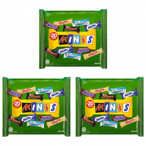 Набор Ассорти 3шт Mars Mini Snickers Twix Bounty Milky Way 20 Батончиков 400g - Retromagaz