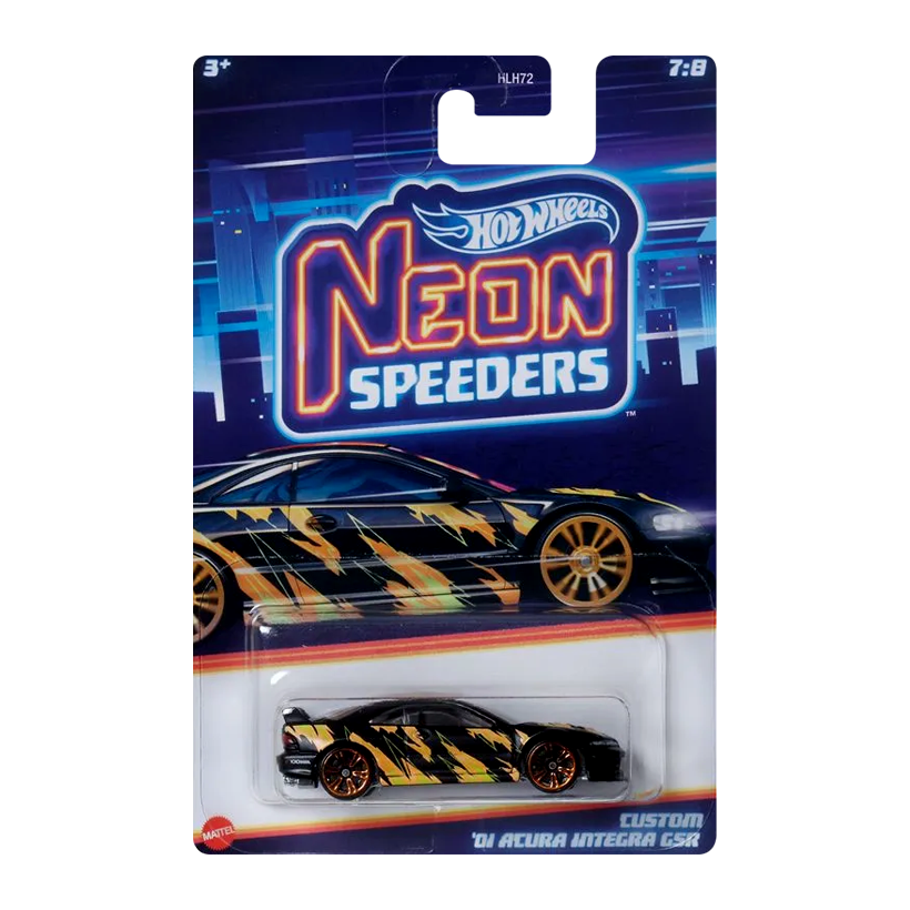 Тематическая Машинка Hot Wheels Custom '01 Acura Integra GSR Neon Speeders 1:64 HLH72/HRW73 Black - Retromagaz