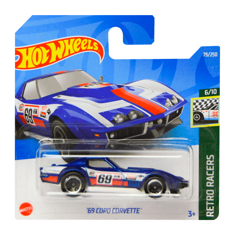 Машинка Базова Hot Wheels '69 COPO Corvette Retro Racers 1:64 HCV10 Blue - Retromagaz