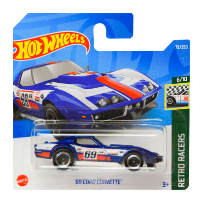 Машинка Базова Hot Wheels '69 COPO Corvette Retro Racers 1:64 HCV10 Blue - Retromagaz