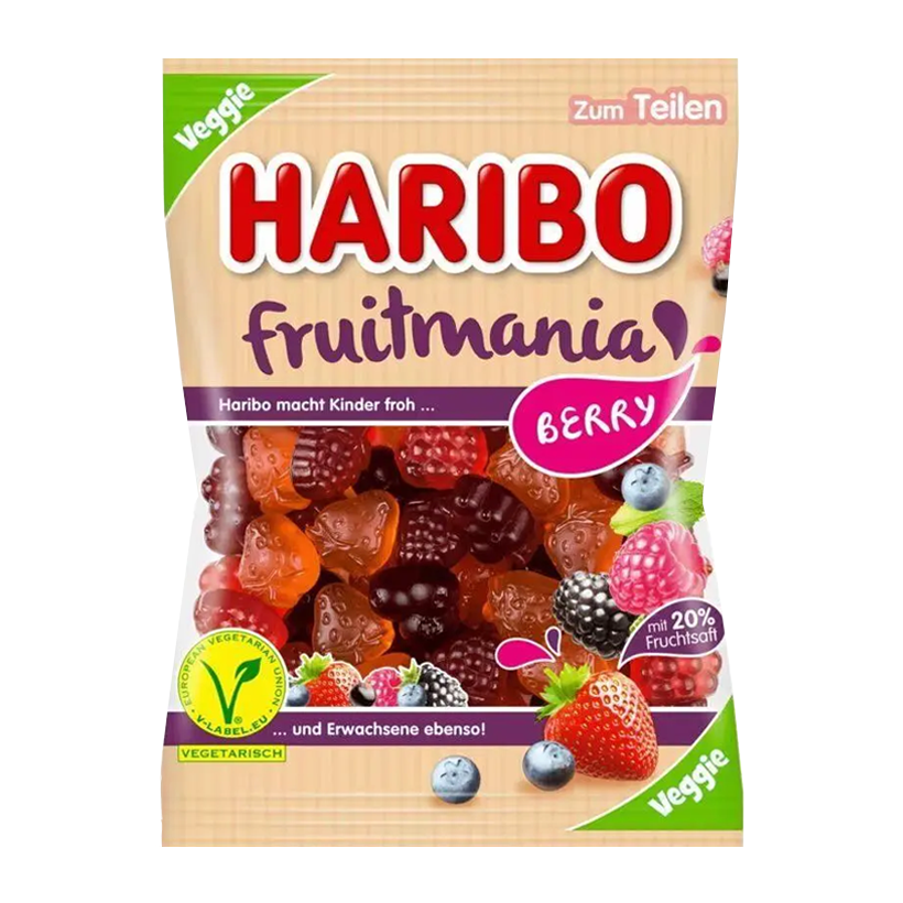 Цукерки Жувальні Haribo Fruitmania Berry Вегетаріанські 160g - Retromagaz