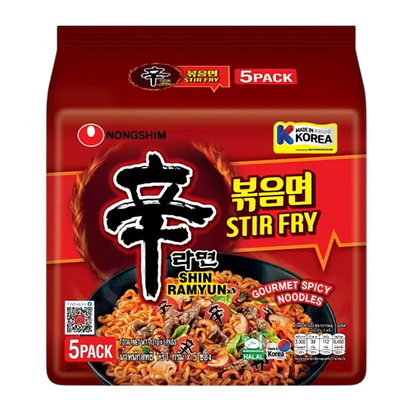 Набор Лапша 5шт Nongshim Shin Рамен Покиммен Stir Fry Острая 131g - Retromagaz