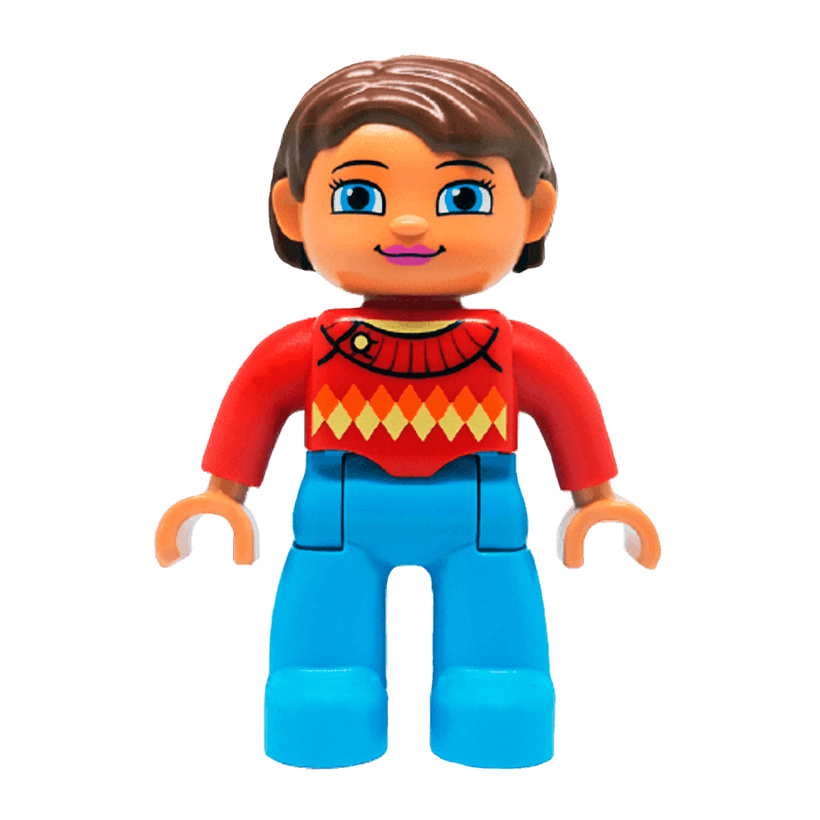 Фігурка Lego Girl Medium Blue Legs Red Sweater Duplo 47394pb180 Б/У - Retromagaz