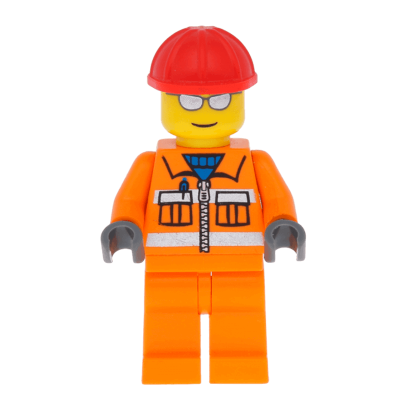 Фигурка Lego 973pb0263 Worker Red Helmet Silver Sunglasses City Construction cty0125 Б/У - Retromagaz