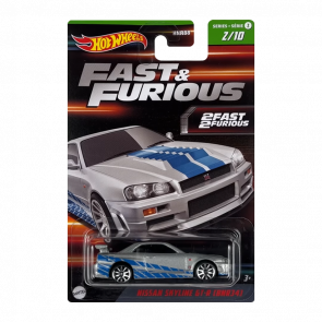 Тематична Машинка Hot Wheels Nissan Skyline GT-R (BNR34) Fast & Furious 1:64 HNR88/HNT02 Silver