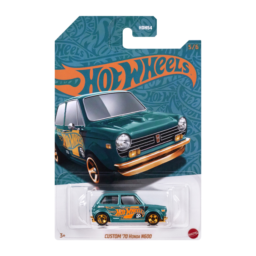 Тематическая Машинка Hot Wheels Custom '70 Honda N600 Green and Gold 1:64 HVW99 Turquoise - Retromagaz