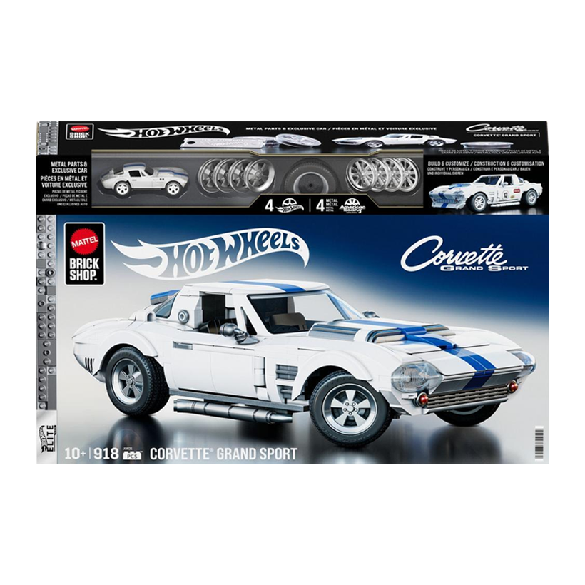 Конструктор Hot Wheels Brick Shop Elite Corvette Grand Sport 918 деталей JGR31 White - Retromagaz