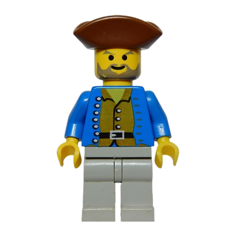 Фігурка Lego Pirates Pirate Brown Shirt Light Gray Legs Adventure pi037 6281 Б/У - Retromagaz