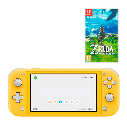 Набор Консоль Nintendo Switch Lite 32GB (045496452681) Yellow Б/У + Игра The Legend of Zelda Breath of The Wild Русская Озвучка Б/У - Retromagaz