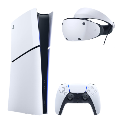 Набор Консоль Sony PlayStation 5 Slim Digital Edition 1TB White Новый  + Очки Виртуальной Реальности Проводной VR2 - Retromagaz