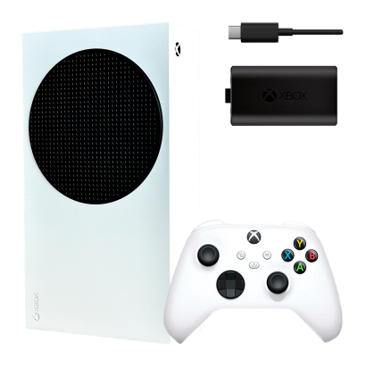 Набор Консоль Microsoft Xbox Series S 512GB White Б/У  + Геймпад Беспроводной Robot + Аккумулятор Play and Charge Kit + Кабель USB Type-C Black Новый - Retromagaz