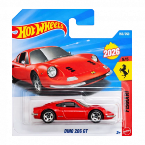 Машинка Базова Hot Wheels DINO 206 GT Ferrari 1:64 JJH56 Red - Retromagaz