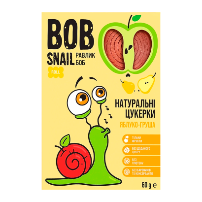 Цукерки Натуральні Bob Snail Яблучно-Грушеві 120g - Retromagaz