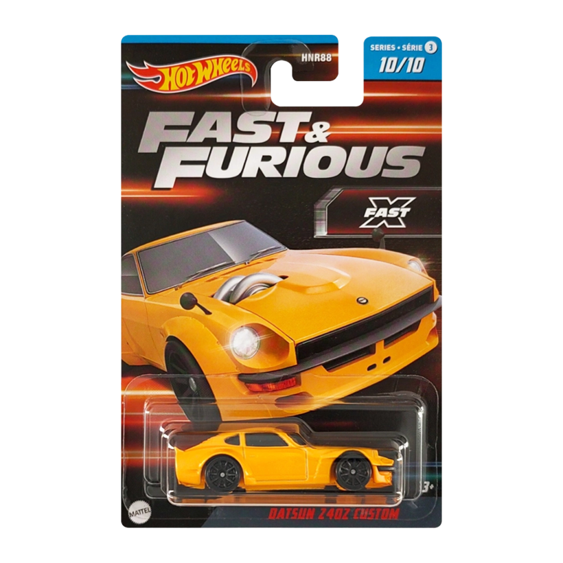 Тематическая Машинка Hot Wheels Datsun 240Z Custom Fast & Furious 1:64 HNR88/HNT20 Yellow - Retromagaz