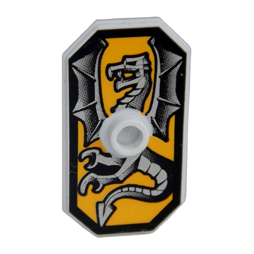 Зброя Lego Щит Octagonal Long with Stud with Silver Dragon 48494pb07 4293417 Light Bluish Grey Б/У - Retromagaz