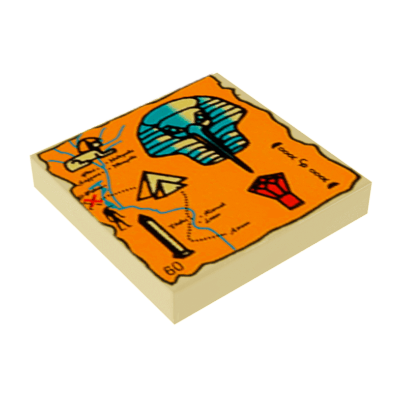 Плитка Lego Декоративна Map Orange and Hieroglyphs 2 x 2 3068px20 Tan Б/У - Retromagaz