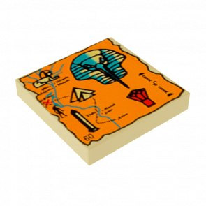 Плитка Lego Декоративная Map Orange and Hieroglyphs 2 x 2 3068px20 Tan Б/У