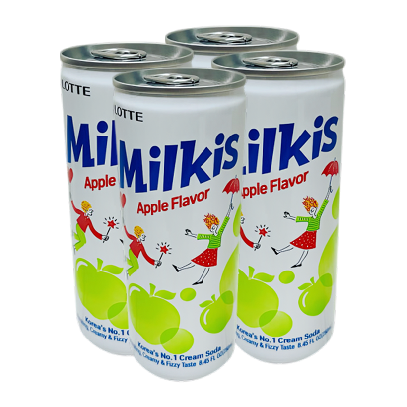 Набір Напій 4шт Lotte Milkis Газований Молочний Яблуко 250ml - Retromagaz