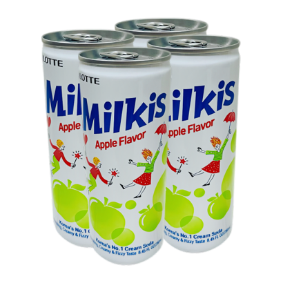 Набір Напій 4шт Lotte Milkis Газований Молочний Яблуко 250ml - Retromagaz
