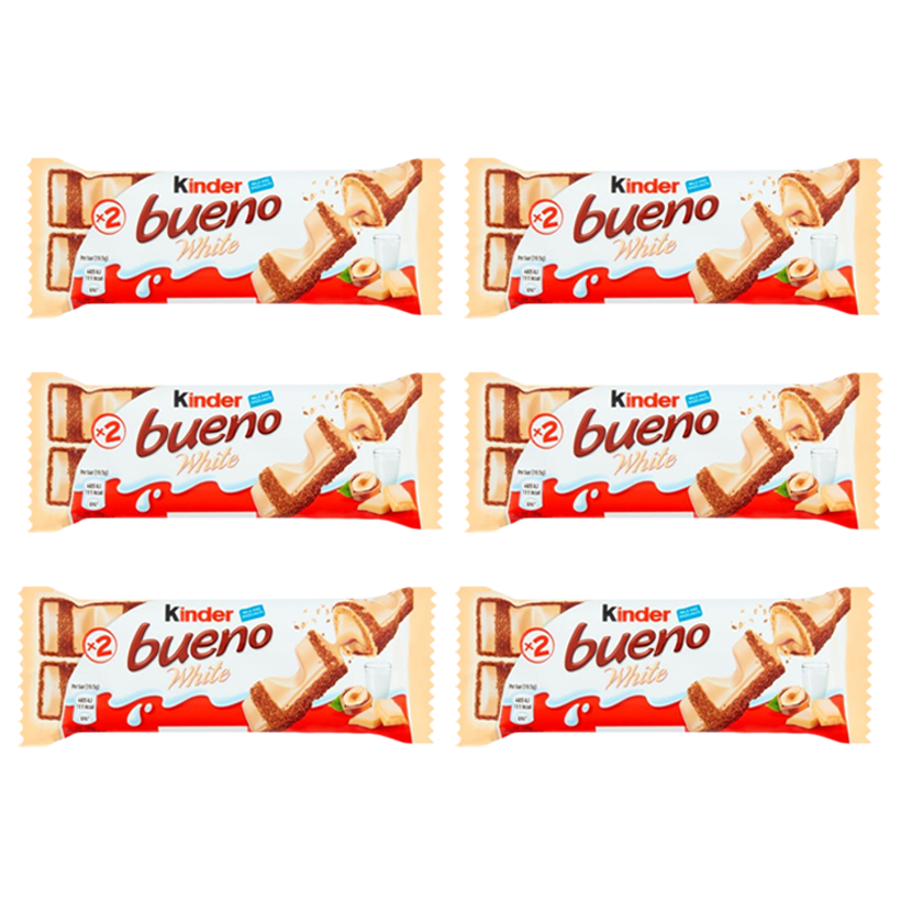 Набір Батончик 6шт Kinder Bueno White 2 Pieces 39g - Retromagaz