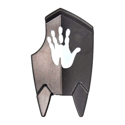 Оружие Lego Щит Uruk Hai Shield with White Handprint Lord of the Rings 10049pb01 6005318 Pearl Dark Grey Б/У - Retromagaz