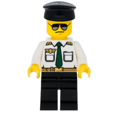 Фигурка Lego Pilot White Shirt with Dark Green Tie and Belt City Airport cty0403 Б/У - Retromagaz