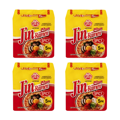 Набор Лапша Ottogi 20шт Jin Ramen Spicy Овощи Говядина Острая 120g - Retromagaz