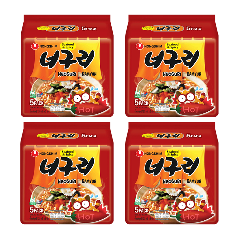 Набір Локшина 10шт Nongshim Neoguri Рамьон з Морепродуктами Гостра 120g - Retromagaz